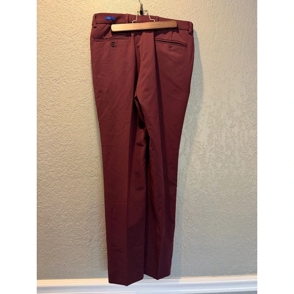 EGARA Mens Burgundy Slim Fit‎ Dress Pants Size 30x30 Polyester Rayon Spandex